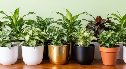 Beautiful Assortment of Lush Green Potted Houseplants for Home Decor