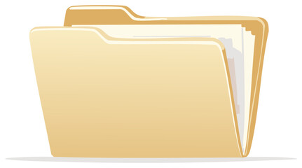 Brown file folder with documents inside open for office organization