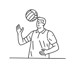 A player serving the volleyball behind the baseline on the floor