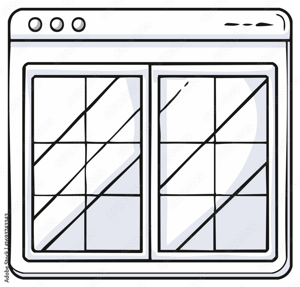 Wall mural hand drawn sketch of a browser window application user interface for web design or online content