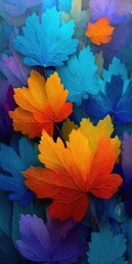Vibrant autumn leaves in bold colors