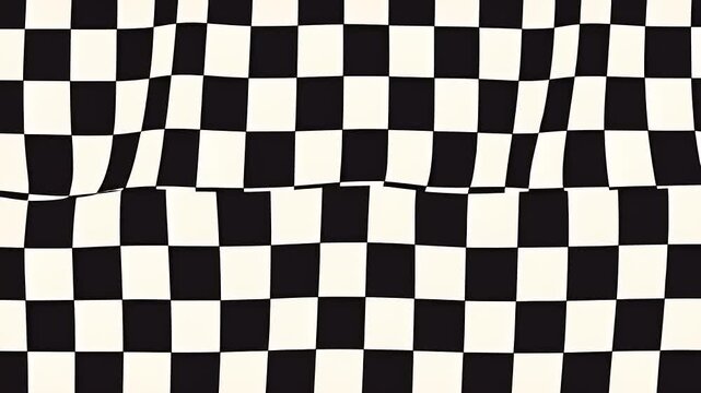 Abstract Visual Illusion: Distorted Black and White Checkerboard Pattern Animation