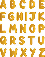 Golden alphabet letters from a to z for educational resources and creative design projects on a white background