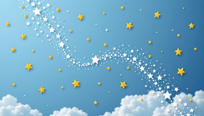 Dreamy Blue Night Sky with Sparkling Stars and Stardust