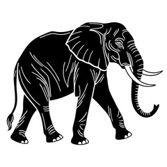 Walking elephant silhouette vector graphic for versatile use scalable and clean illustration