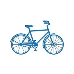 Fototapeta premium A simple, stylized illustration of a classic bicycle in a rich cobalt blue hue.