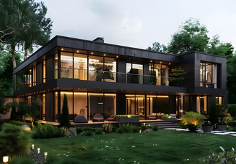 modern house with park area 