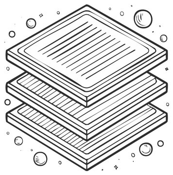 Stacked Layers with Bubbles in Simple Line Art Style