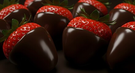 Chocolate covered strawberries closeup