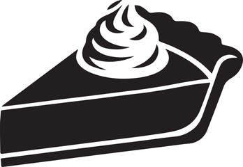 Black and white illustration of a slice of pie with whipped cream