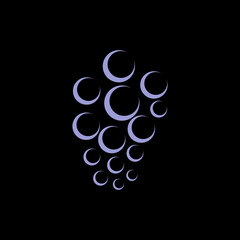 Silhouette grapes icon isolated on black background
