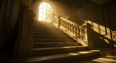 Obraz premium Grand staircase sunlight interior
