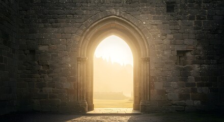 Stone archway opens to light