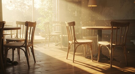 Empty cafe sunlight