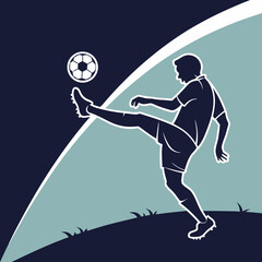 Dynamic soccer player silhouette kicking ball vector illustration sports icon scalable art