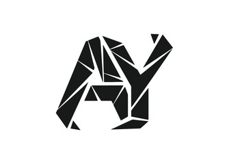 Abstract geometric logo design featuring the letters a and y fragmented