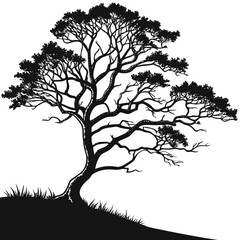 Elegant spreading tree silhouette vector illustration scalable graphic design element