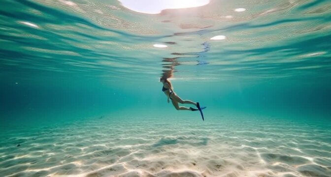 woman snorkeling in the sea