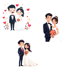 Vsai happy wedding couples holding hands and smiling, celebrating their love