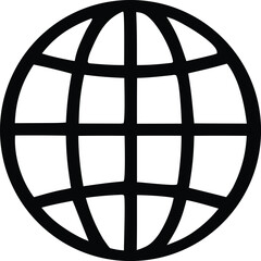 Simple globe icon representing global internet connectivity and world wide web access digital communication symbol