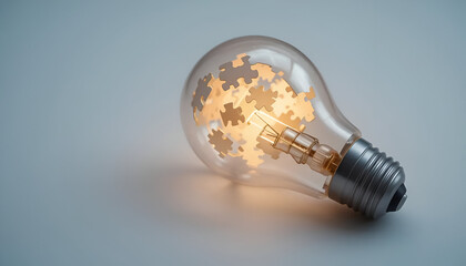 Innovative lightbulb with puzzle pieces symbolizing creative thinking and problem solving for business and technology concepts  Alzheimer’s awareness