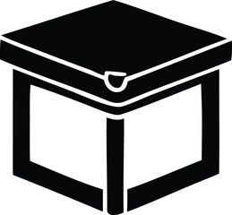 Simple isometric black cube box icon for shipping storage and packaging concepts isolated simple design