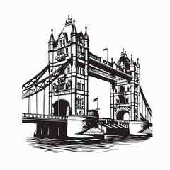 Minimalist Vector Tower Bridge London Iconic Architecture Cityscape