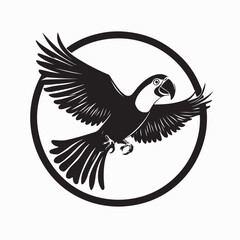 Flying Toucan Bird Flying Low Inside Circle Vector Illustration Design