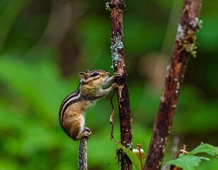 Chipmunk on a branch in a forest (1)