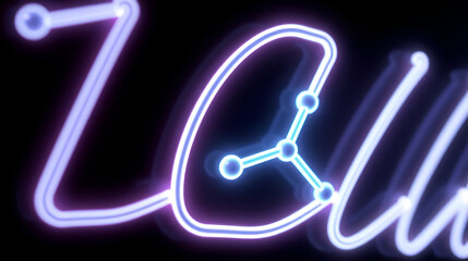Estrin or oestrin Molecular Structure Symbol Neon Animation on black background