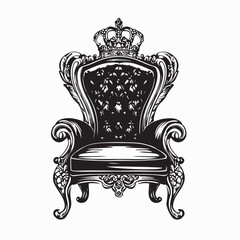 Elegant Black and White Throne Vector Illustration Classic Design on white background