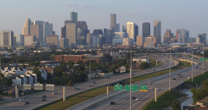 Aerial Perspective: 288 Freeway Leading to Downtown Houston