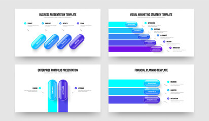 Digital Overview 4 5 2 3 Step Infographic Frame Template Bundle. Investor Report Four Five Two Three Option Diagram Presentation Layout Vector Illustration Collection.