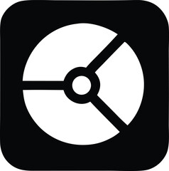 Fototapeta premium Abstract geometric shape symbol representing a disc or wheel with central hub and three spokes