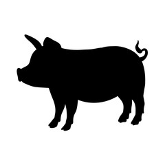 pig silhouette isolated on transparent background 