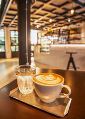 Cappuccino at stylish coffee shop in the centre of Bangkok