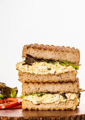 picture of stacked sandwich with egg salad