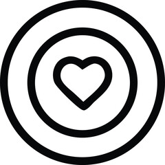 Symbol of a heart within concentric circles representing a target or goal for love and affection