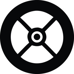 Obraz premium Simple circular symbol with four spokes and central circle iconic design graphic element