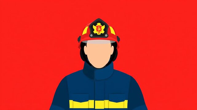 A flat vector illustration of a firefighter in a professional uniform and helmet, symbolizing the courage and dedication of first responders