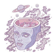 A flat style illustration representing cosmic mind 