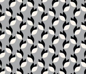 Naklejka premium Simple floral, vintage geometric pattern with small flower. Vector abstract monochrome background. Repeat design for decor.