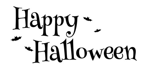 ハロウィンの文字とコウモリのイラスト