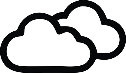 Simple cloudy icon representing weather forecasts and atmospheric conditions for digital and print design applications