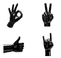 Black metallic with chrome hands symbols