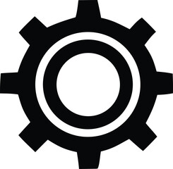 Black silhouette of a gear symbol representing industry technology and mechanical engineering concepts