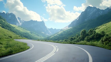 Fototapeta premium Winding Road Through Majestic Mountains A Journey Into Nature's Embrace