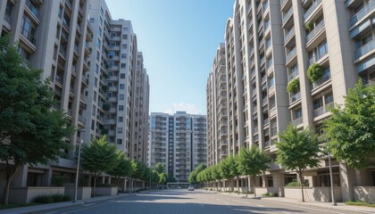 Modern Apartment Complex Architecture in a Sunny Day