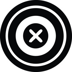 Simple graphic design of a target with an x in the center for accuracy and precision concepts game shooting