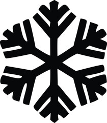 Black snowflake icon symbol a geometric hexagonal shape representing winter cold and frosty weather conditions